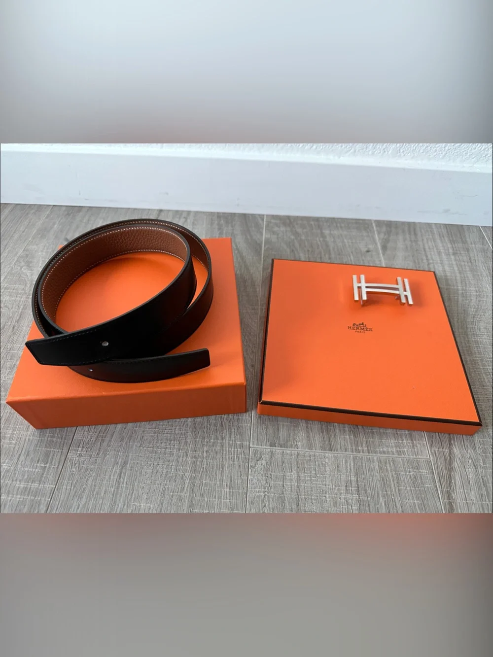 Hermès H Reversible Belt – 90 cm, 32 mm Black/Gold